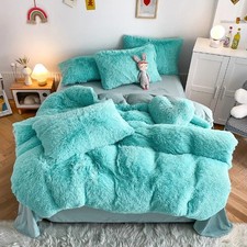 3 peças capa de edredom felpuda de pelúcia preta fofa + 2 peças fronhas zíper conjunto de cama, usado comprar usado  Enviando para Brazil
