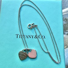 Autêntico Tiffany & Co Mini Colar Return To Pink Duplo Coração Tag 16” RECIEPT comprar usado  Enviando para Brazil