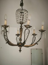 Lampadario gocce ottone usato  Viareggio