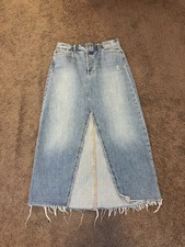 Saia jeans Joes reta maxi fray bainha crua fenda frontal 28 comprar usado  Enviando para Brazil