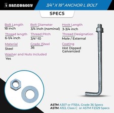 Anchor bolt x18 for sale  Alexandria