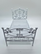 Casa de bonecas vintage miniatura ferro forjado branco cama escala 1:12, usado comprar usado  Enviando para Brazil