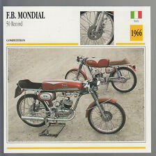 F.B. 1966 Hoja de información de especificaciones fotográficas de motocicleta Mondial 50cc Record (1970 50 SS) segunda mano  Embacar hacia Argentina