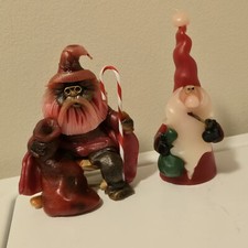 Usado, 2 velas vintage Northern Lights feitas à mão cera desenho Papai Noel + cachimbo de fumar feiticeiro anos 80 comprar usado  Enviando para Brazil