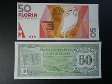 2No. Billetes de 50 florines de Aruba (Caribe) 1986 y 1993 nuevos originales sin circular segunda mano  Embacar hacia Mexico