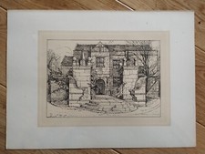 Usado, Portões de entrada no Old Hall, Knowsthorpe - Estampa antiga/vintage - 1887 comprar usado  Enviando para Brazil