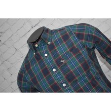Camisa social masculina Abercrombie & Fitch musculosa tamanho pequeno verde azul xadrez algodão, usado comprar usado  Enviando para Brazil