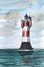 ORIGINAL AQUARELL - Leuchtturm Roter Sand. comprar usado  Enviando para Brazil