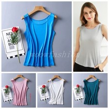 Mujeres Morera Seda Sin mangas Cami Camisa Sin Mangas Camiseta Cuello Redondo Camiseta Interior Blusa segunda mano  Embacar hacia Mexico