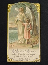 cartão sagrado cromolitografia imagem de santo pieuse "ANGEL DE LA GUARDA" comprar usado  Enviando para Brazil