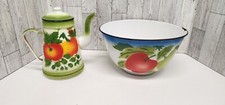 Vintage MCM 1960s Esmalte Grande Salada e Tea Pot Bowl Design de Frutas  comprar usado  Enviando para Brazil