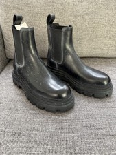 Usado, Botas de tornozelo Zara couro preto pintura respingo slip on 9 comprar usado  Enviando para Brazil