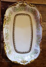 Bandeja de prato JPL Pouyat Limoges 16" flores pintadas à mão com ouro c1908-32 França, usado comprar usado  Enviando para Brazil