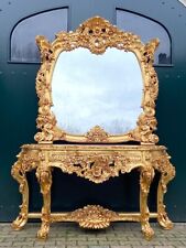 Mesa console com conjunto de espelho: rococó barroco dourado, tampo de mármore rosa italiano comprar usado  Enviando para Brazil