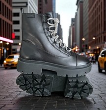 Botas Stomper Plataforma com Cadarço SCHUTZ Kaile Glam 8 Couro Preto Femininas Novas comprar usado  Enviando para Brazil