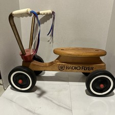 Antigo Rádio Flyer Triciclo Madeira Bordo 4 Rodas Scooter Trike Bicicleta Passeio comprar usado  Enviando para Brazil
