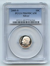 2005 S 10C prata Roosevelt Dime PCGS PR69DCAM comprar usado  Enviando para Brazil