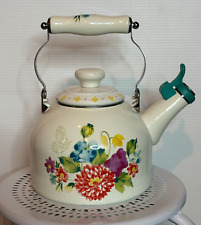 The Pioneer Woman Chaleira de Chá Esmalte Branco Aço Buquê Floral 2 Quartos, usado comprar usado  Enviando para Brazil