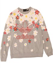 Moletom ADIDAS Feminino Gráfico Cinza Médio Floral Algodão DG54 comprar usado  Enviando para Brazil