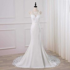 Elegantes vestidos de noiva sereia apliques trem varredura sem costas vestidos de noiva novos, usado comprar usado  Enviando para Brazil