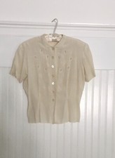 Usado, Blusa vintage Judy Bond creme com botões e recortes paisley comprar usado  Enviando para Brazil