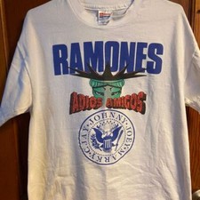 Camiseta branca vintage Ramones Adios Amigos manga curta AHN01540 comprar usado  Enviando para Brazil