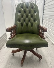 Green leather chesterfield for sale  BRACKNELL