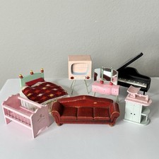 Lote de móveis miniatura de madeira vintage dos anos 50 para casa de bonecas 8 peças meados do século rosa vermelho comprar usado  Enviando para Brazil