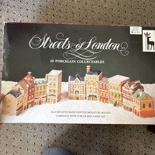 STREETS OF LONDON 10 casas iluminadas de vila de Natal em miniatura de porcelana comprar usado  Enviando para Brazil