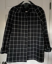 Jaqueta trench coat Ralph Lauren preta branca xadrez painel janela feminina tamanho G, usado comprar usado  Enviando para Brazil