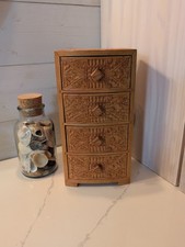 Mini gavetas baú esculpidas à mão joias, suporte Knick Knack comprar usado  Enviando para Brazil