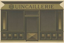 Devanture Facade ancienne magasin Quincaillerie lithographie Hippolyte Gruz XIXe na sprzedaż  Wysyłka do Poland