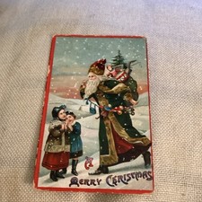 Roupão verde Natal Papai Noel bolsa brinquedos e crianças queda de neve impresso Saxônia comprar usado  Enviando para Brazil