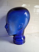 Peruca de exibição vintage azul cobalto vidro tamanho real manequim cabeça busto comprar usado  Enviando para Brazil