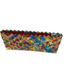 Cartera sin asas con envoltura de caramelos reciclados bolsa tejida con cremallera 9,5” x 4,5” ecológica segunda mano  Embacar hacia Mexico