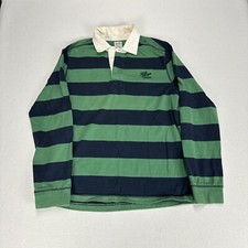 Camiseta polo masculina de rugby TOMMY DENIM listra verde azul logotipo manga longa comprar usado  Enviando para Brazil