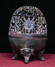 Qianlong Marked Old Dynasty Bronze 3 Leg Elephant Head Incense Burner Censer, usado comprar usado  Enviando para Brazil