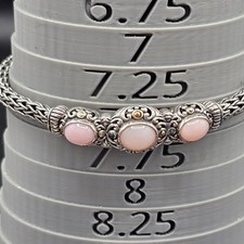 Pulseira de prata esterlina e ouro 18K rosa concha – Tecido estilo Bali, 925/18K, comprar usado  Enviando para Brazil