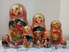 DESLUMBRANTE! Bonecas grandes russas de aninhamento de conto de fadas Matrioska, 10 peças 10,5" assinadas comprar usado  Enviando para Brazil