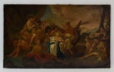 17./18. Jh. Stary obraz, scena mitologiczna, olej na podwójnym płótnie. na sprzedaż  PL