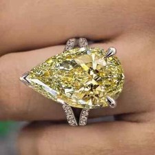 Anel solitário de diamante champanhe lindo tratado certificado 9,20 quilates em prata 925, usado comprar usado  Enviando para Brazil