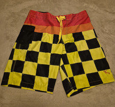 Shorts de prancha Lost Enterprises masculino 35 Resinworks surf quadriculado amarelo rosa comprar usado  Enviando para Brazil