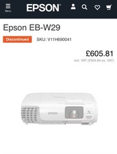Epson w29 projector for sale  GRAVESEND