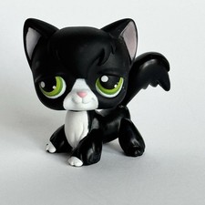 Littlest Pet Shop Cabelo Longo Preto/Branco ANGORA CAT Olhos Ponto Verde - 2004 LPS #55 comprar usado  Enviando para Brazil