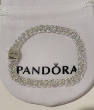 PANDORA 925 ALE Pulseira Corrente Cubana Pavê Atemporal 16cm/6,3 polegadas com Bolsa, usado comprar usado  Enviando para Brazil
