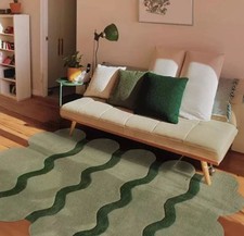  Tapete tufado verde ondulado moderno | Tapete estético macio para decoração de sala de estar comprar usado  Enviando para Brazil