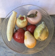 Decoração de cozinha de frutas de mármore esculpida à mão pedra de alabastro 7 peças + tigela Art Deco, usado comprar usado  Enviando para Brazil