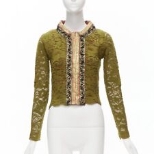 Jaqueta de lã de renda verde musgo com miçangas douradas VOYAGE INVEST IN THE ORIGINAL LONDON M comprar usado  Enviando para Brazil