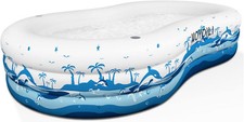 Piscina inflável, 130” x 72” x 22” para adultos e crianças com assento, suporte para bebida Fu comprar usado  Enviando para Brazil