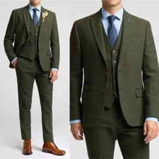 Ternos masculinos verde oliva slim fit entalhe lapela roupa empresarial primavera outono desgaste comprar usado  Enviando para Brazil